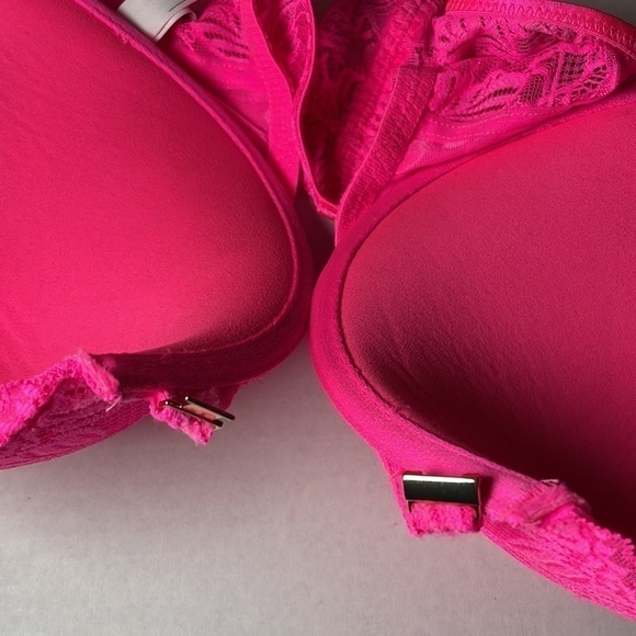 34DD BRA Auden Push Up Demi Racerback Front Closure Molded Cups Hot Pink - Picture 8 of 9